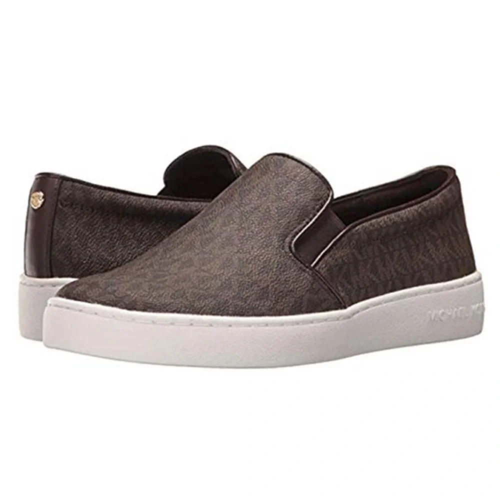 MICHAEL Michael Kors Keaton Logo Slip-On Sneakers in Brown